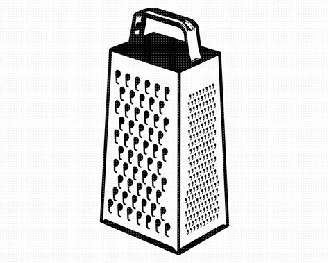 a black and white illustration of a grater with holes on it's sides