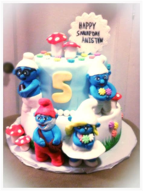 All Edible Smurfs cake :) | Cake, Smurfs cake, Desserts