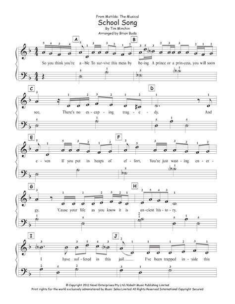 School Song (arr. Brian Buda) by Tim Minchin Sheet Music for Easy Piano ...