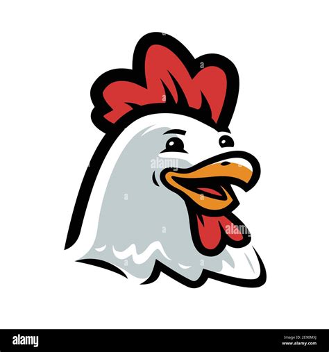 Happy cartoon chicken. Hen portrait, farm food symbol Stock Vector ...