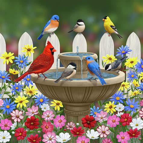 Spring Flowers And Birds