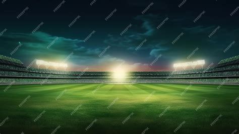 Premium AI Image | Cricket stadium in lights and flashes Generative ai