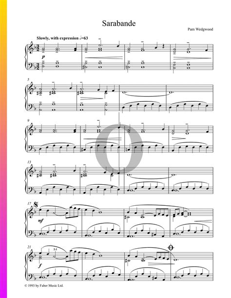 Sarabande (Pam Wedgwood) Piano Sheet Music - OKTAV