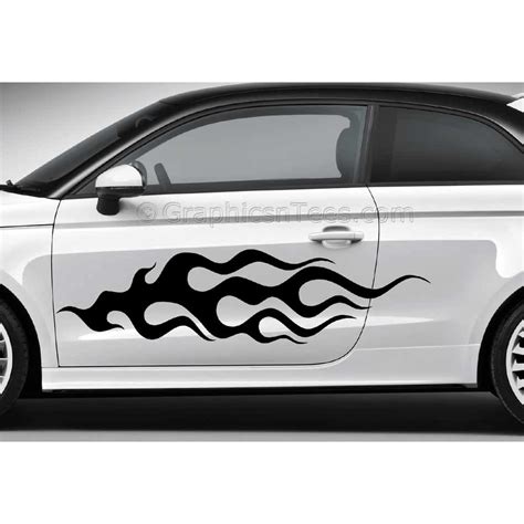 Flames Custom Car Stickers Vinyl Graphic Decals x 2 - Flames01