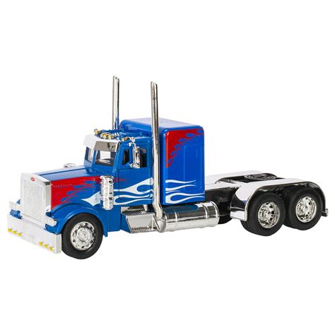 Peterbilt 389/Kenworth W900 Semi Truck Die Cast Toy - 1:32 Scale Blue ...