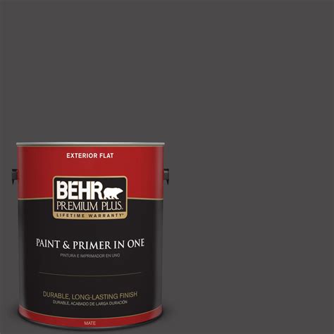 BEHR Premium Plus 1-gal. #N530-7 Private Black Flat Exterior Paint ...