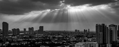 Download wallpaper 2560x1024 buildings, city, black and white, sky ...