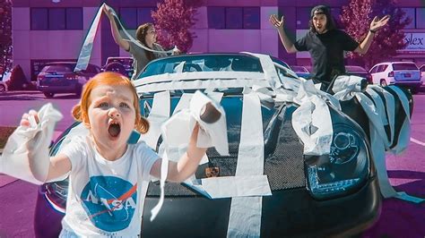 Adley giant TOILET PAPER prank!! baby vs car - YouTube