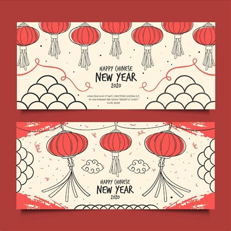 Free Vector | Hand drawn chinese new year banners template