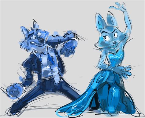 ArtStation - Mr Wolf and Diane Foxington fanart doodle