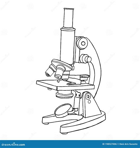 Boceto De Microscopio Dibujado a Mano Aislado En Fondo Blanco. Stock de ...