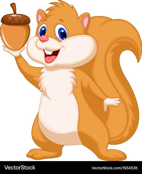 Squirrel cartoon with nut Royalty Free Vector Image