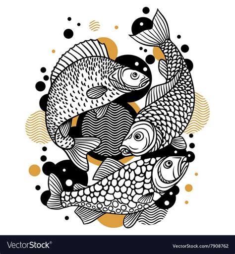 Background with decorative fish Image for design Vector Image | Fish ...