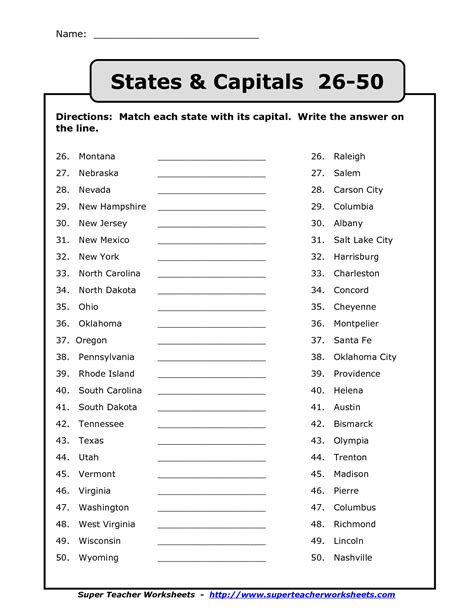 List Of 50 State Capitals Of Usa