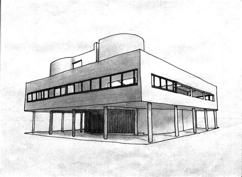 Elegant Sketch of Villa Savoye