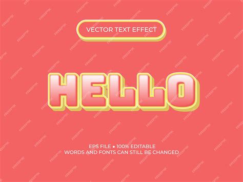 Premium Vector | Hello 3d vector text style effect template design cute ...