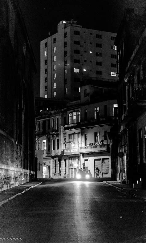 Cuba Havana, bw, car, city, light, night, street, HD phone wallpaper ...