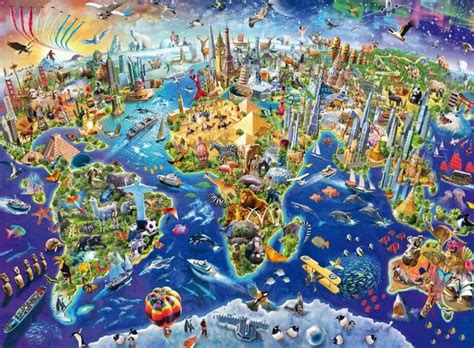 Colorful world map The wooden puzzle 500 pieces ersion jigsaw puzzle ...