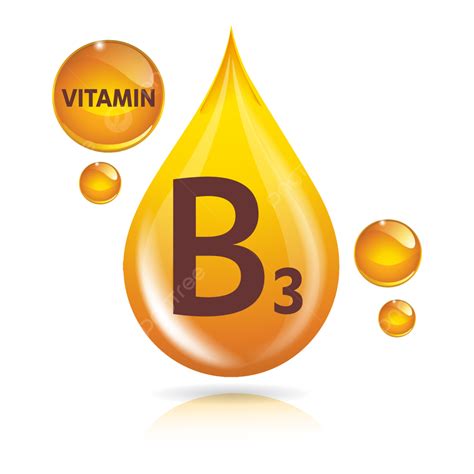 Vitamin B3 Icon Logo Golden Drop Shield Protection Medical Background ...