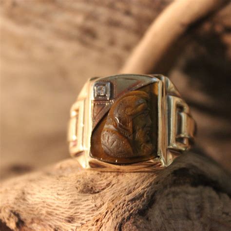 Rare Vintage Mens 10K Gold Diamond Ring Roman Soldier Ring 6.5 Grams ...