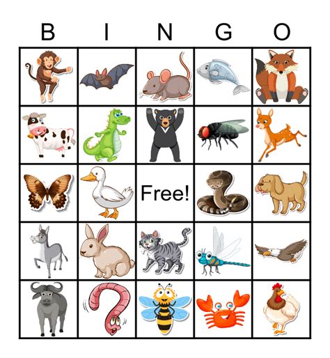 Animal BINGO Card