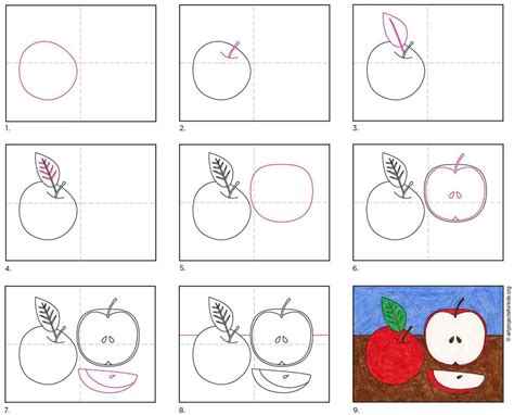 Easy How to Draw an Apple Tutorial and Apple Coloring Page · Art ...