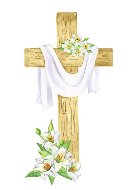 Watercolor Easter Cross Clipart. Wood Cross. | Easter cross, Easter ...