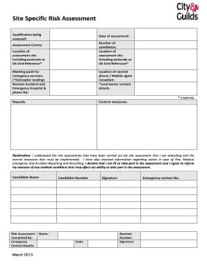 Site Specific Risk Assessment Example - Fill and Sign Printable ...