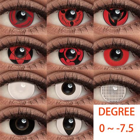 OVOLOOK Sharingan Halloween Color Contacts Lenses Red Blackout Contacts ...