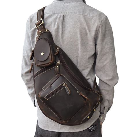 COOL LEATHER MENS SLING BAG SLING Shoulder BAG Chest Bags FOR MEN ...