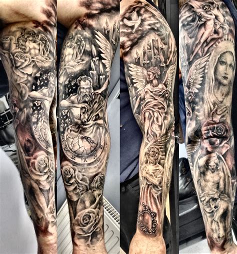 Religious sleeve tattoo! | Tattoos arm mann, Engel tattoo ...