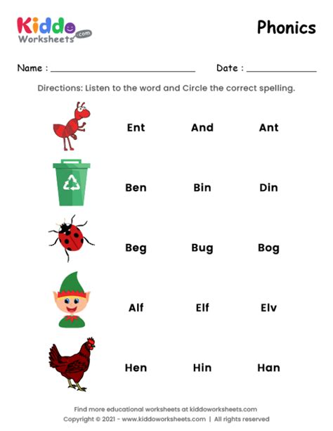 Printable Phonics Worksheets for Early Learners - Worksheets Library