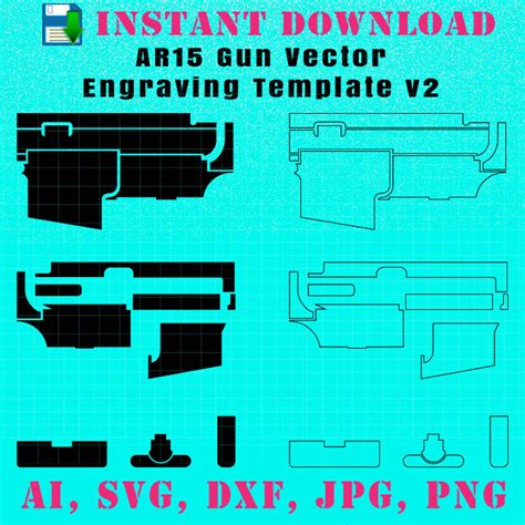 Vector Outline - AR15 gun Lower Receiver Engraving Template, SVG, DXF ...