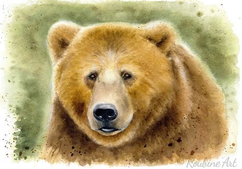 Brown Bear Watercolor Wall Art Painting | Etsy