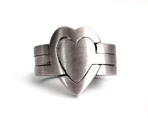 Heart Puzzle Ring3 PiecesSterling silve Handmade in by DafnaDagan