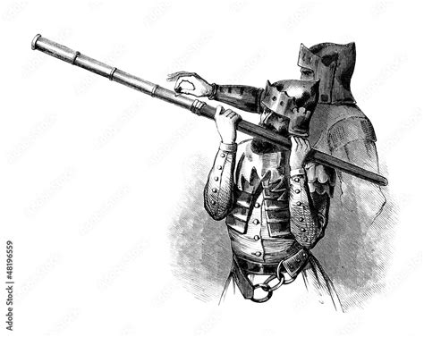 Medieval Bombard - Bombarde à Main - 15th century Stock Illustration ...