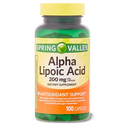 Spring Valley Alpha Lipoic Acid Dietary Supplement, 200 mg, 100 count ...