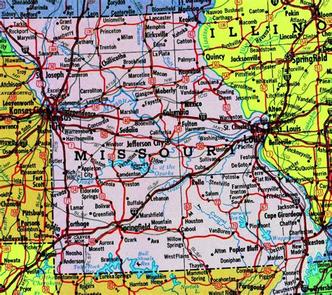 Detailed map of Missouri state with highways | Vidiani.com | Maps of ...