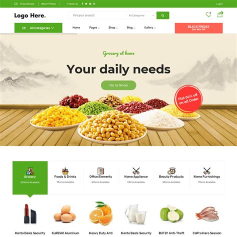 Grocery Store Theme - Ready to Install Website - Only £50