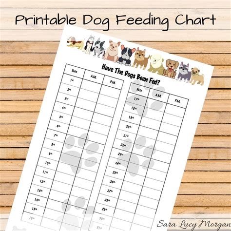 Printable Dog Feeding Chart - Printable Word Searches