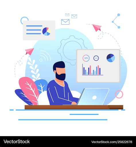 Office work cartoon flat Royalty Free Vector Image