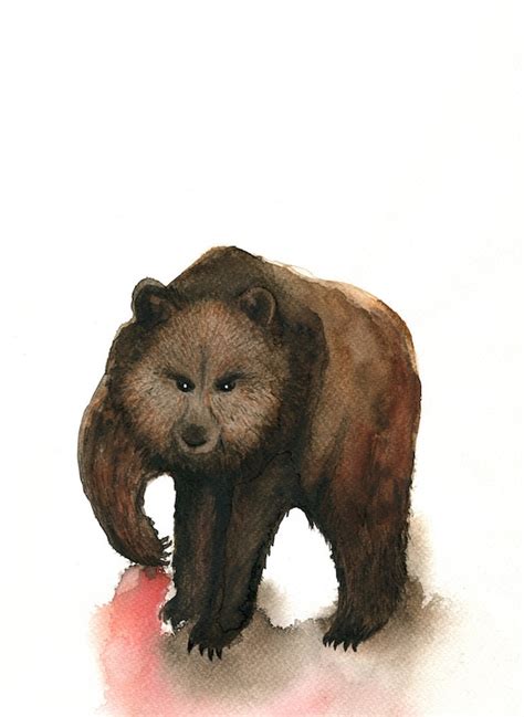 Brown Bear original watercolor painting of size by LesPetitesBetes