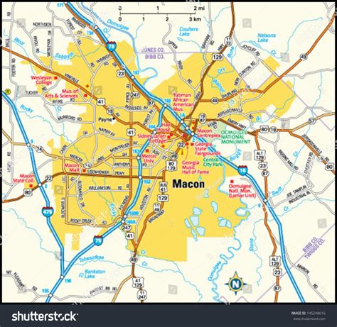 Macon Georgia Area Map 库存矢量图（免版税）145248616 | Shutterstock