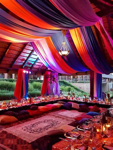 Arabian Nights Morrocan party theme. Bright drapping and colour splash ...