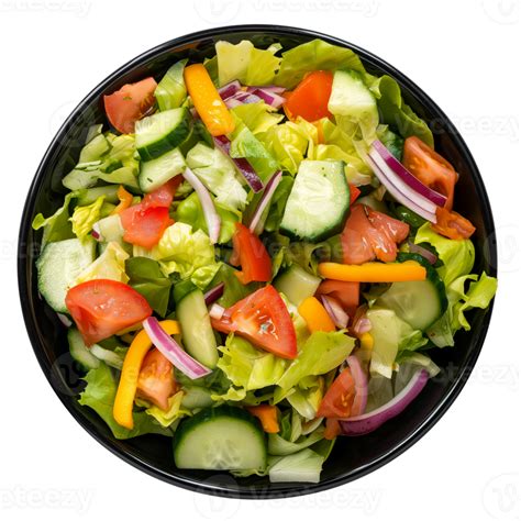 AI generated Bowl of salad in black bowl top view isolated on ...