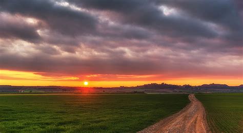 720P free download | Country road, field, landscape, scene, dawn, dusk ...