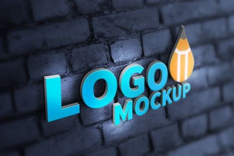 Plantilla gratis en PSD Realistic 3D Logo Mockup (PSD) | FreeImages