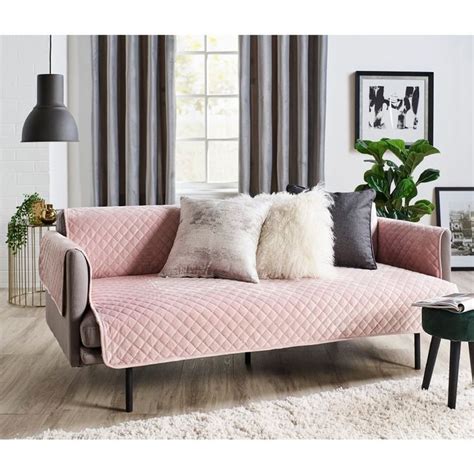 KOO Quilted Velvet Sofa Cover Pink 3 Seater | Sofa covers, Furniture ...