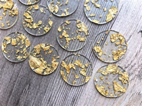 Gold Foil & Clear Resin Acrylic Blanks Cutout Circle blanks | Etsy