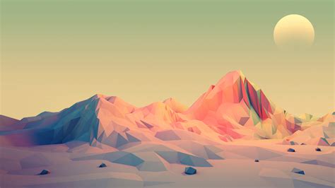 Mark Kirkpatrick, Illustration, Mountains, Sun, Minimalism, Low poly ...